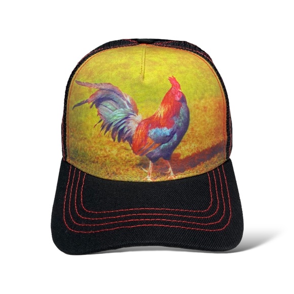 Rooster Gallo Snapback Baseball Cap, Black, Curved Brim, Western Rodeo Style - Picture 4 of 7